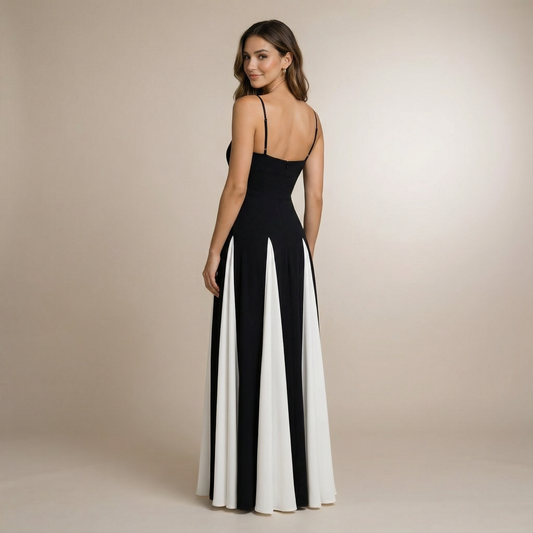 Pleated Panel Maxi Dress | Formal Evening & Wedding Guest