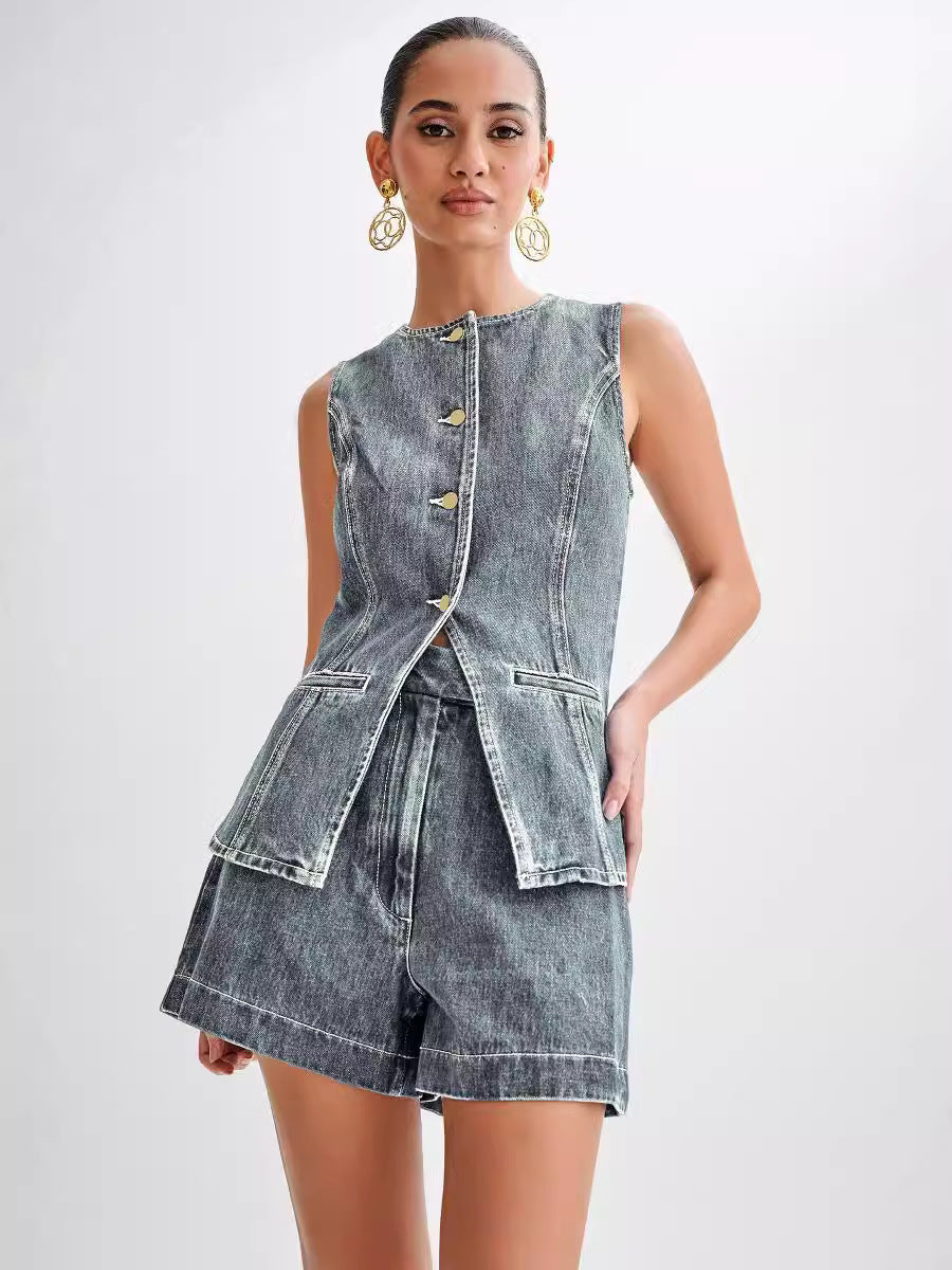 REBECCA | DENIM TOP + FREE SHORT